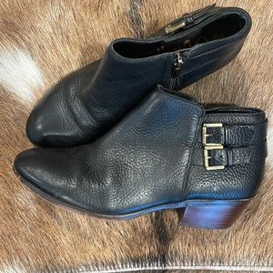 Sam Eldelman black leather ankle boots